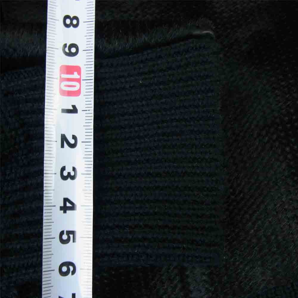 Emporio Armani エンポリオ・アルマーニ 牛毛ハラコ ウールニット 部分レザー使い ジップアップ ジャケット ブラック系 46【中古】