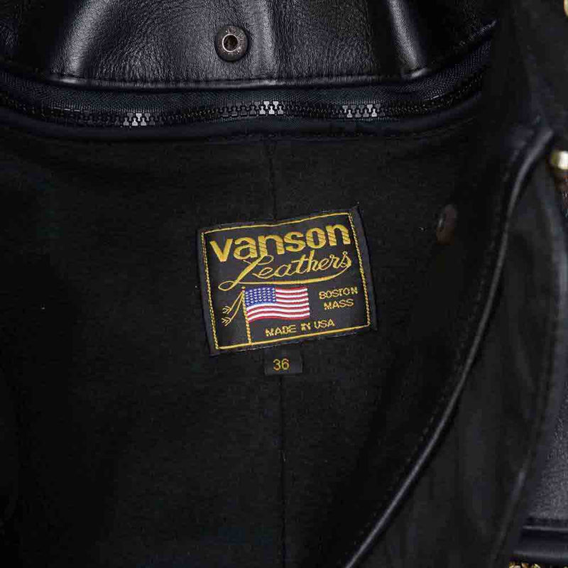 VANSON バンソン ジャケット MODEL B シングル ライダース ジャケット ブラック系 36
