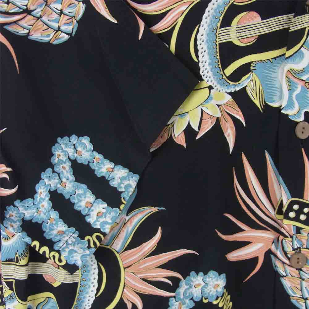 WACKO MARIA ワコマリア 18SS 18SS-WMS-HI02 JAMAICA FLOWER S/S HAWAIIAN SHIRT ジャマイカ ハワイアン アロハ 半袖 シャツ ブラック系 M【美品】【中古】