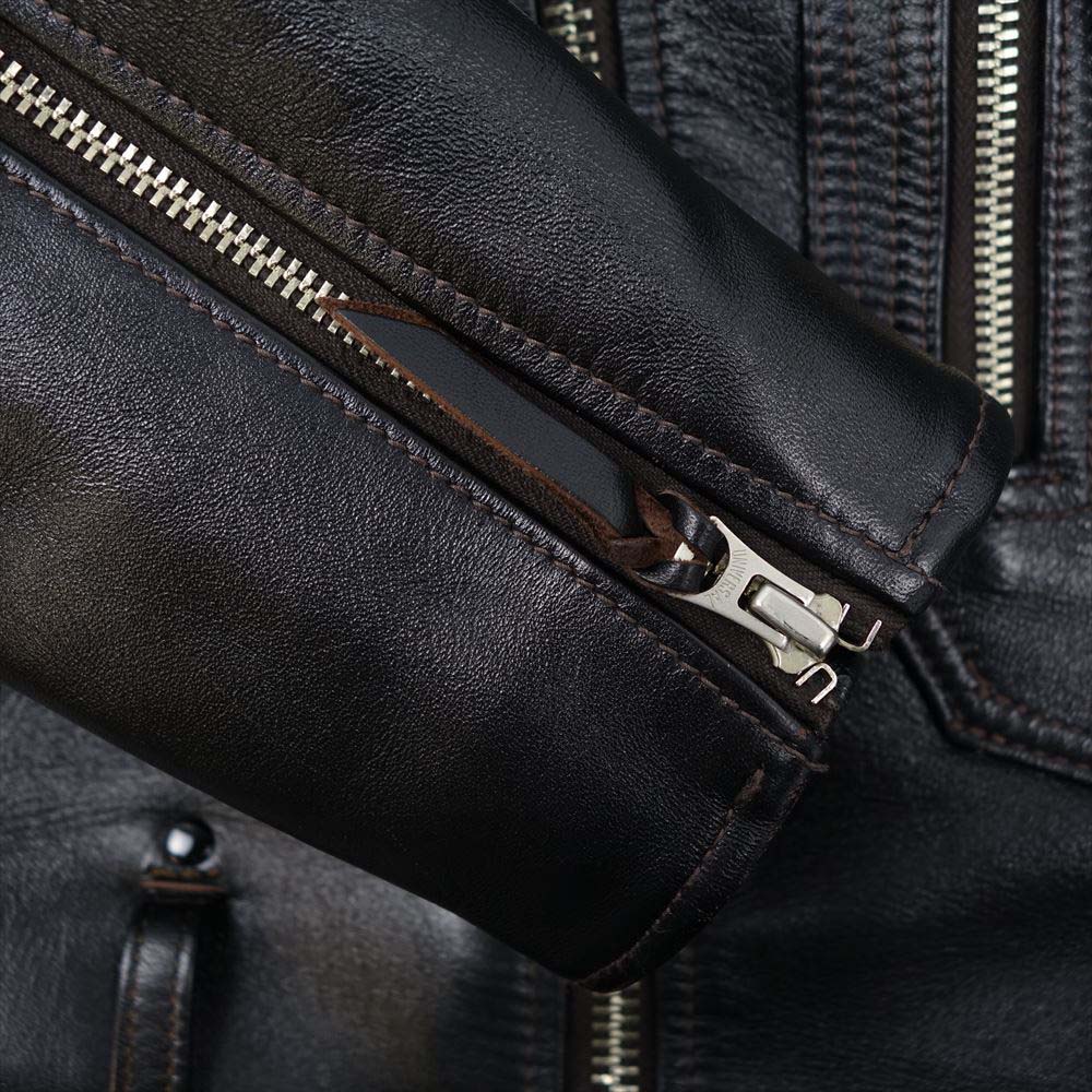 ワイツーレザー HR-55 【訳有】茶芯 VINTAGE HORSE D-POCKET DOUBLE RIDERS ヴィンテージ ホースハイド Dポケット ダブル ライダース ブラック系 40【中古】