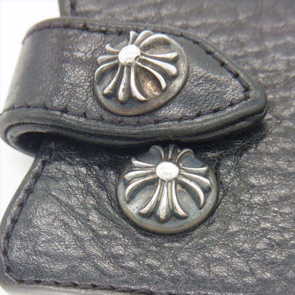 CHROME HEARTS クロムハーツ(原本無) KEY CASE クロスボールボタン レザー キーケース ブラック系【中古】