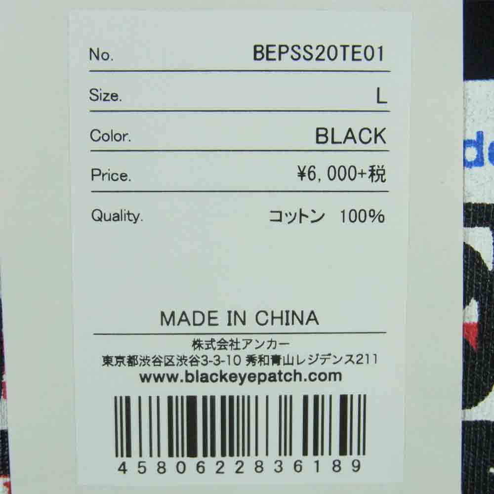 ブラックアイパッチ BEPSS20TE01 LABEL TEE プリント 半袖 Tシャツ ブラック系 L【新古品】【未使用】【中古】
