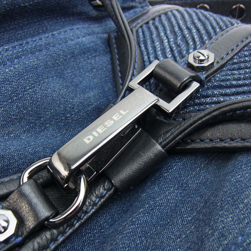 DIESEL ディーゼル デニム ミニ ハンド バッグ インディゴブルー系【中古】