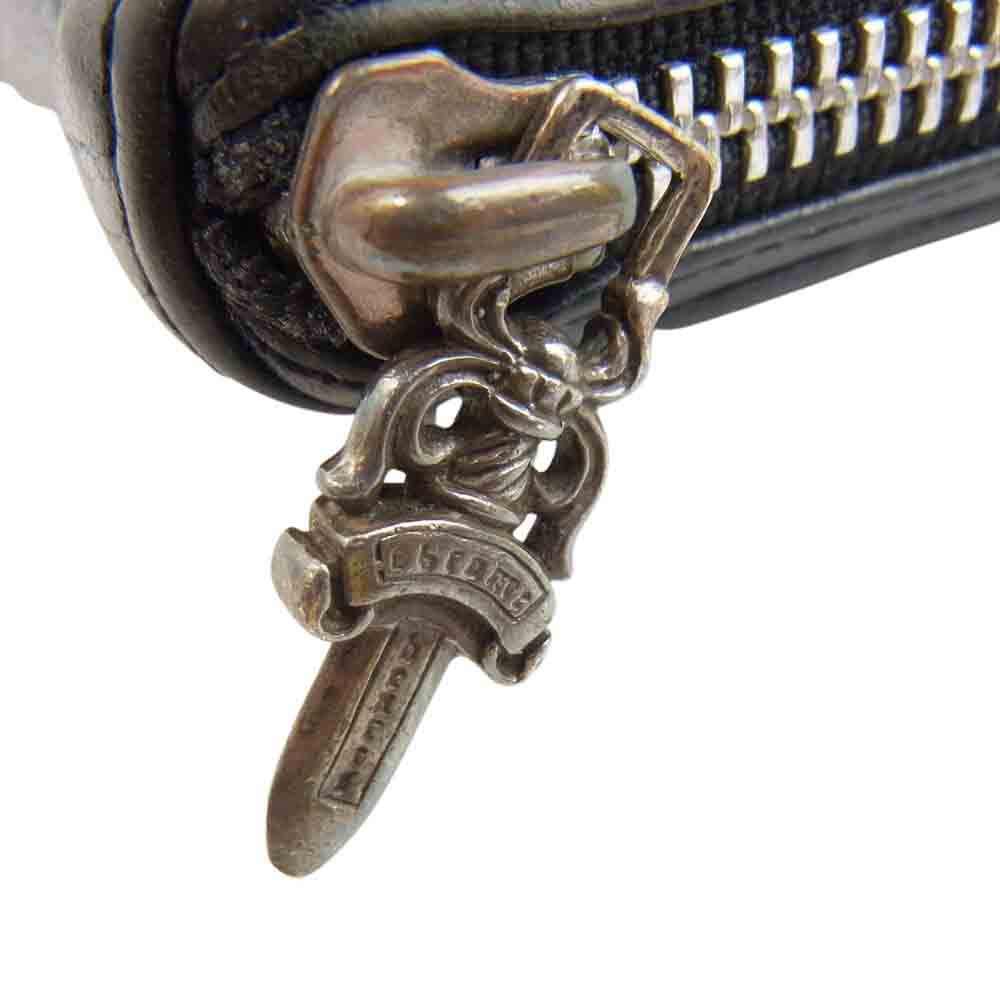 CHROME HEARTS クロムハーツ(原本無) REC F ZIP プレーン レザー ウォレット ブラック系【中古】