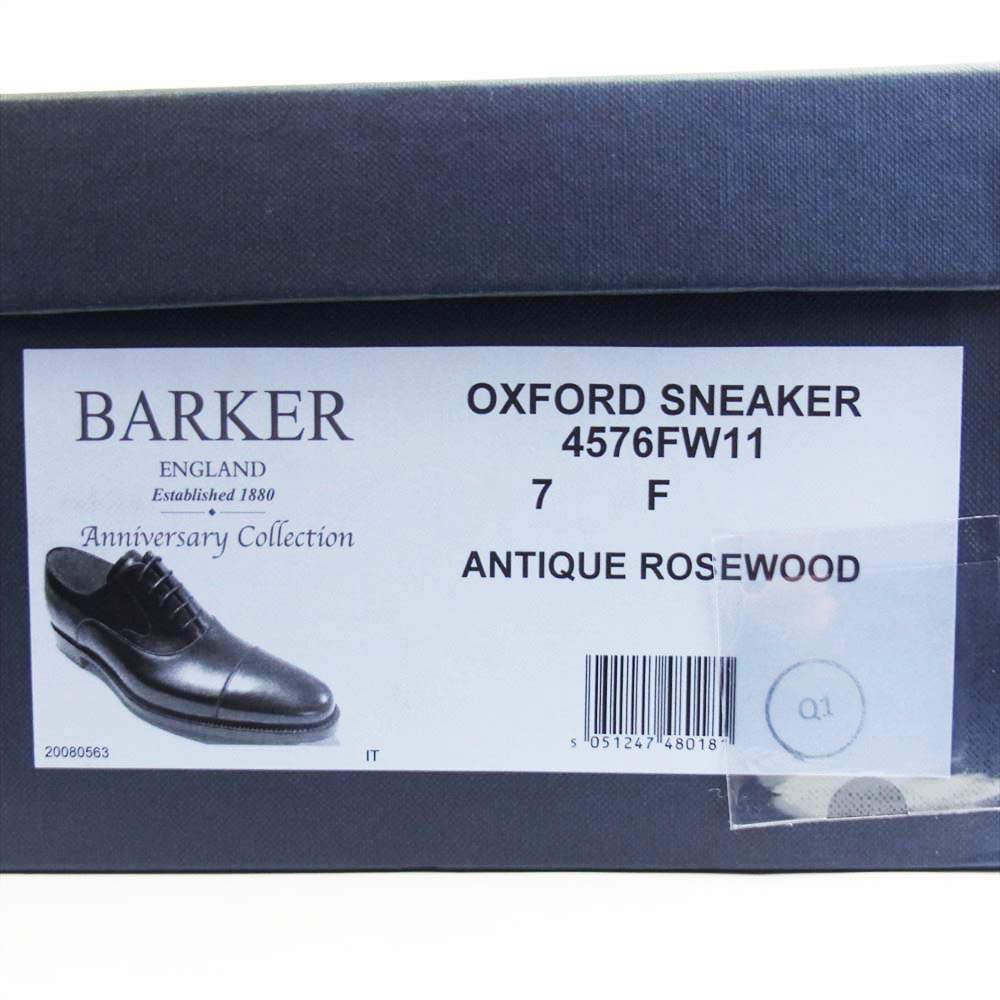 バーカー 4576FW11 OXFORD SNEAKER ANTIQUE ROSEWOOD ストレートチップシューズ ブラウン系 UK7【極上美品】【中古】