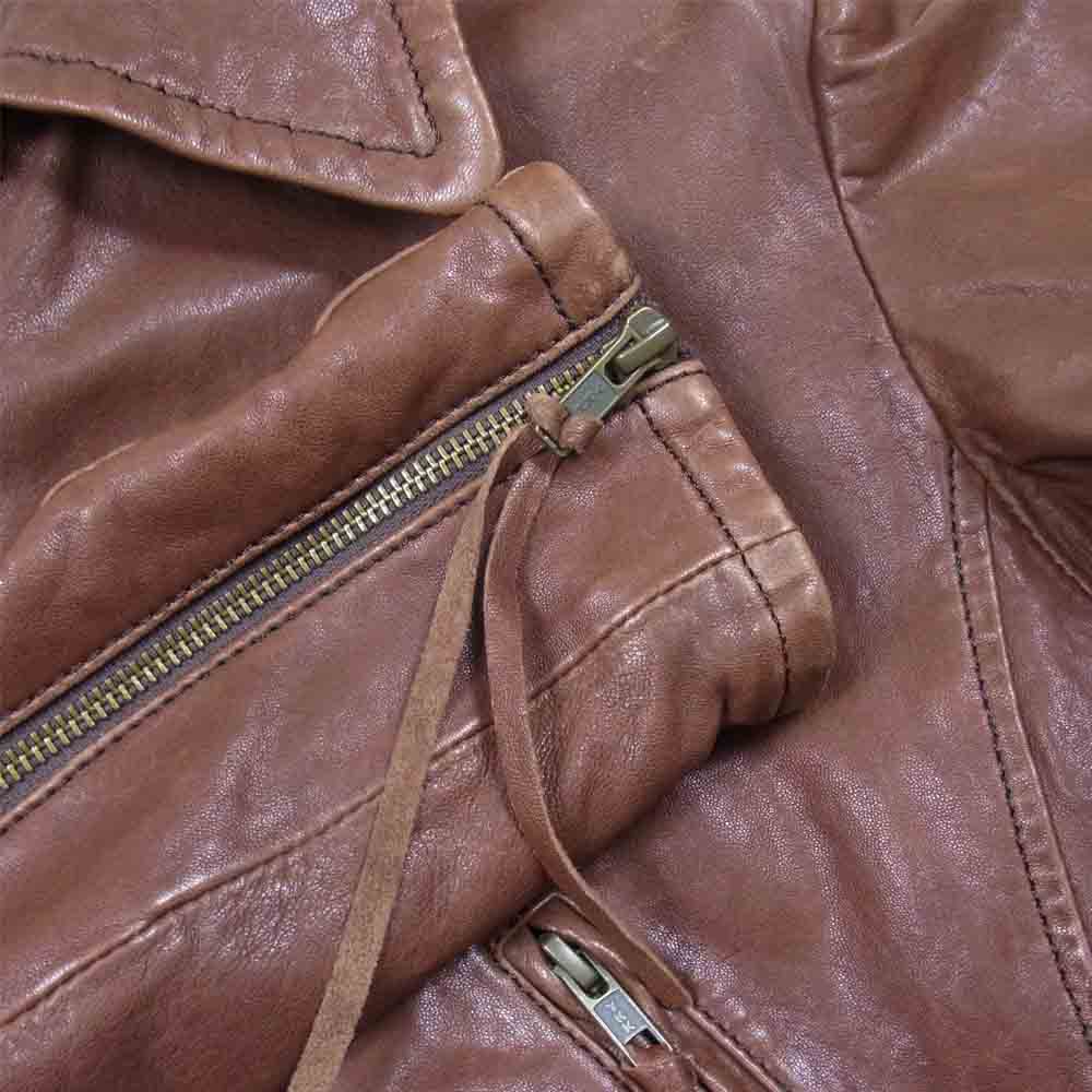 SLANT WISE スラントワイズ シープスキン 羊革 レザー ライダース ジャケット ブラウン系 2【中古】