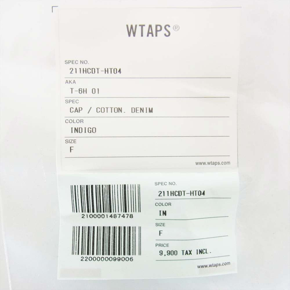 WTAPS ダブルタップス 21SS 211HCDT-HT04 T-61 01 CAP/COTTON.DENIM デニム キャップ ブルー系 F【美品】【中古】