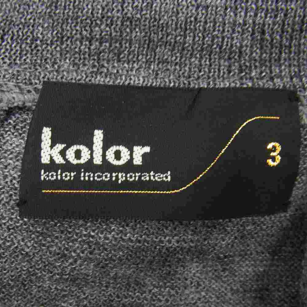 kolor カラー 21SS 21SCM-N05303 ドッキング ポロシャツ 半袖ニット グレー系 3【美品】【中古】