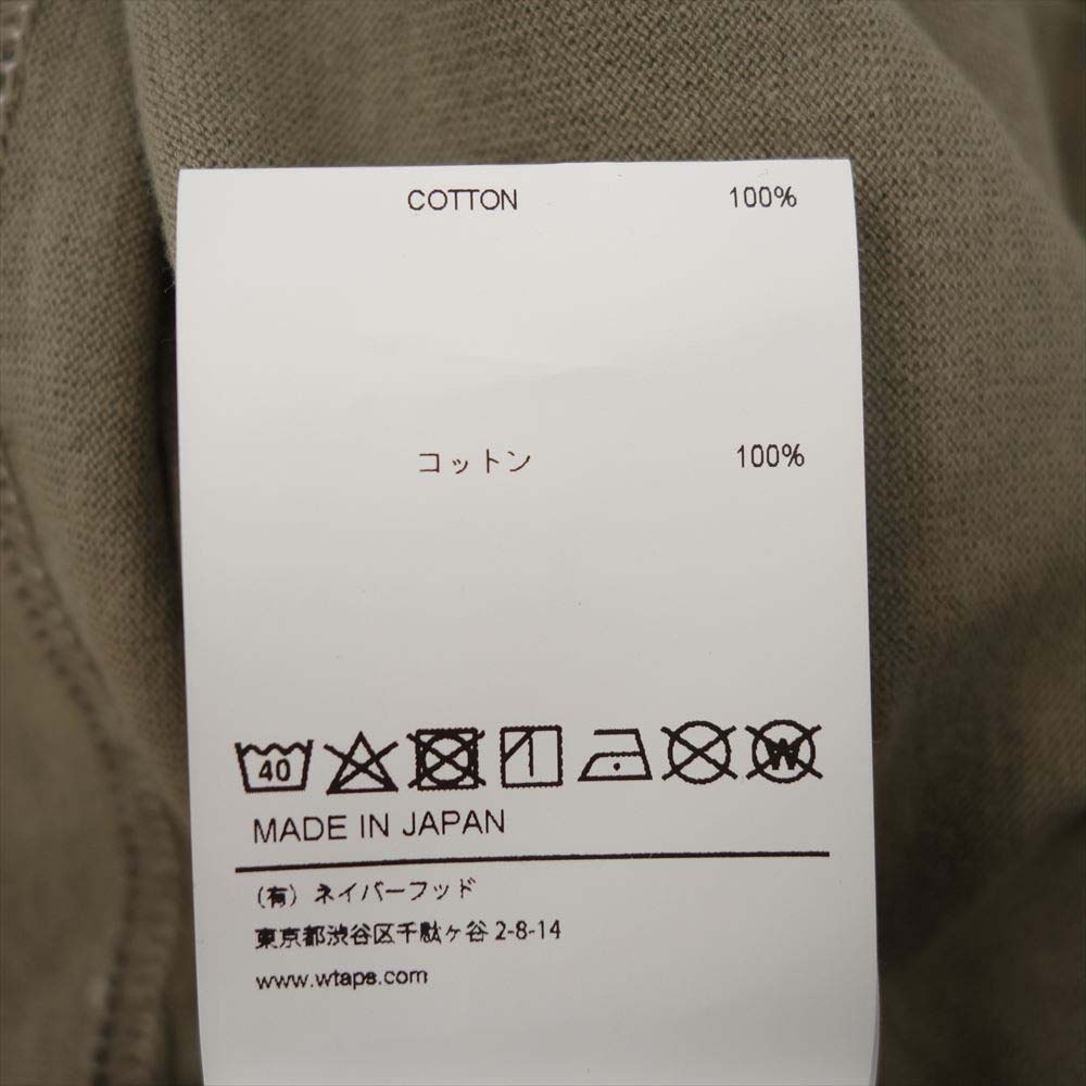 WTAPS ダブルタップス 21AW 212ATDT-CSM22 BLANK 02 / LS / COTTON 反毛生地混紡コットン ロングスリーブ Tシャツ カーキ系 X 02【美品】【中古】