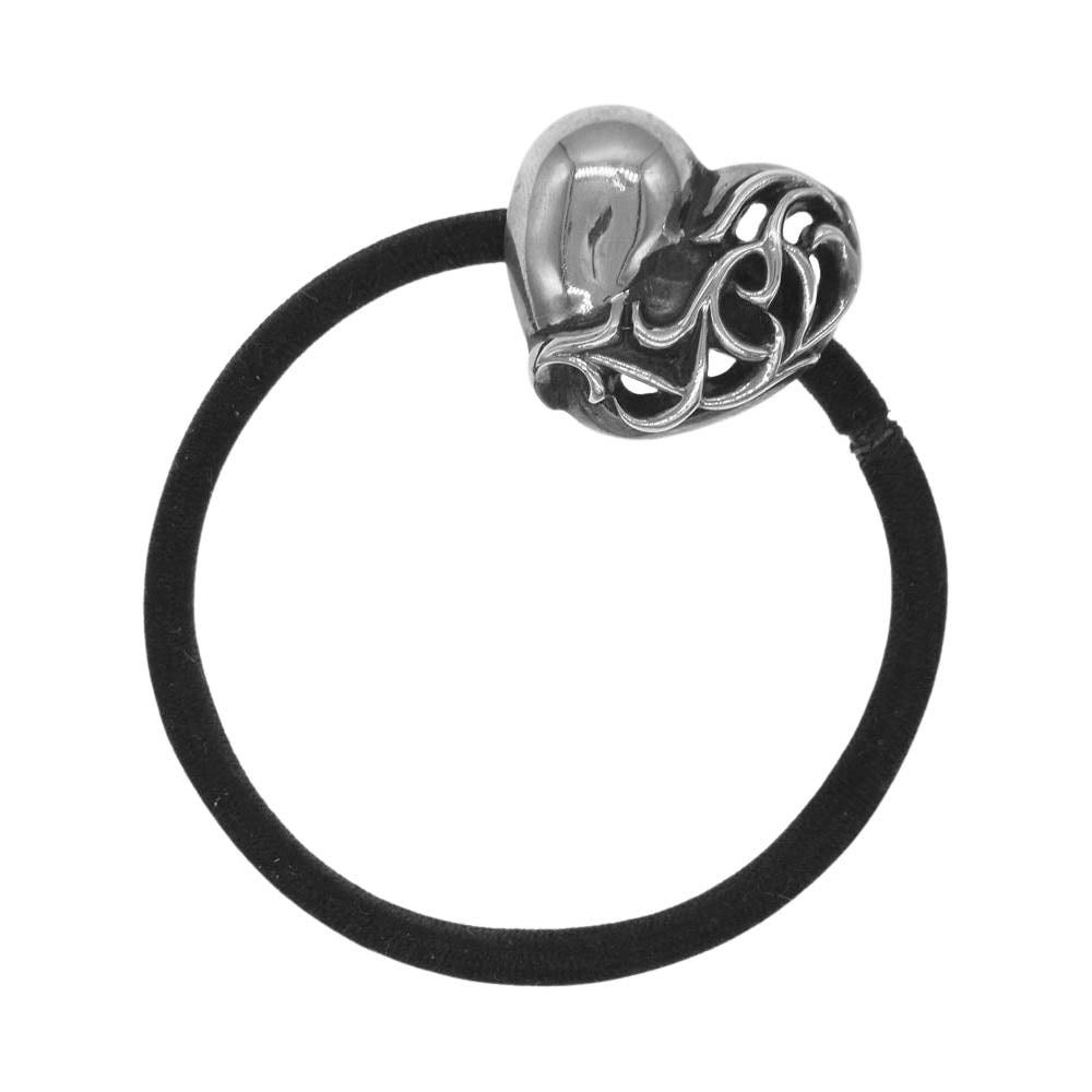 CHROME HEARTS クロムハーツ(原本無) ハートボタン コンチョ ヘアゴム【中古】