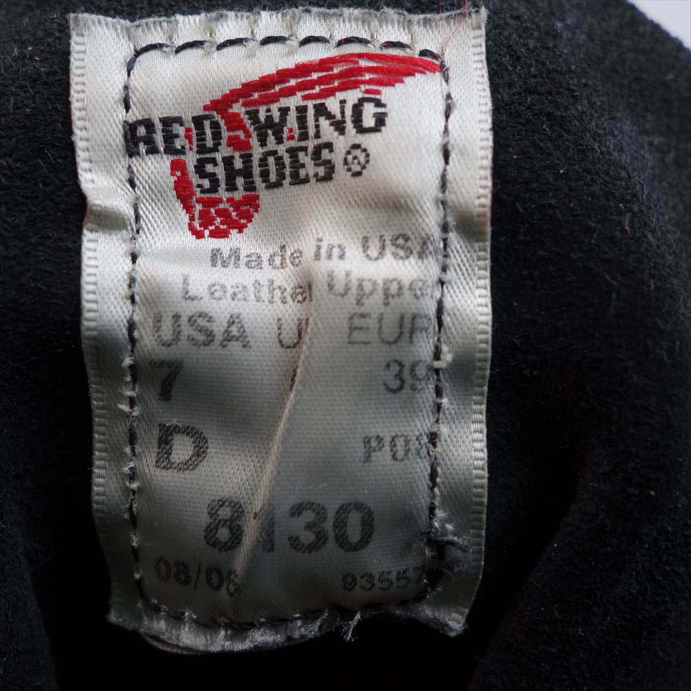 RED WING レッドウィング 8130 IRISH SETTER MOC TOE BOOTS モックトゥ BLACK ブラック系 US7 【中古】