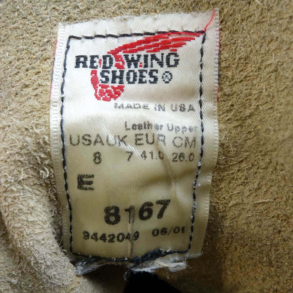 RED WING レッドウィング 8167 【訳有】 6inch PLAIN TOE TAN ROUGH OUT SUEDE モックトゥ ベージュ系 US8 26.0cm【中古】