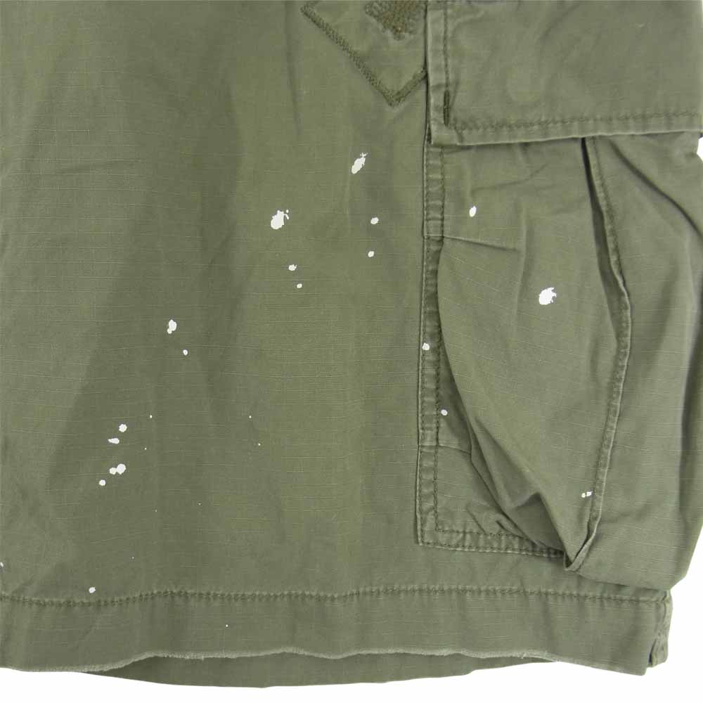 POLO JEANS ポロジーンズ ペイント ステンシル 加工 ハーフ パンツ カーキ系 32【中古】