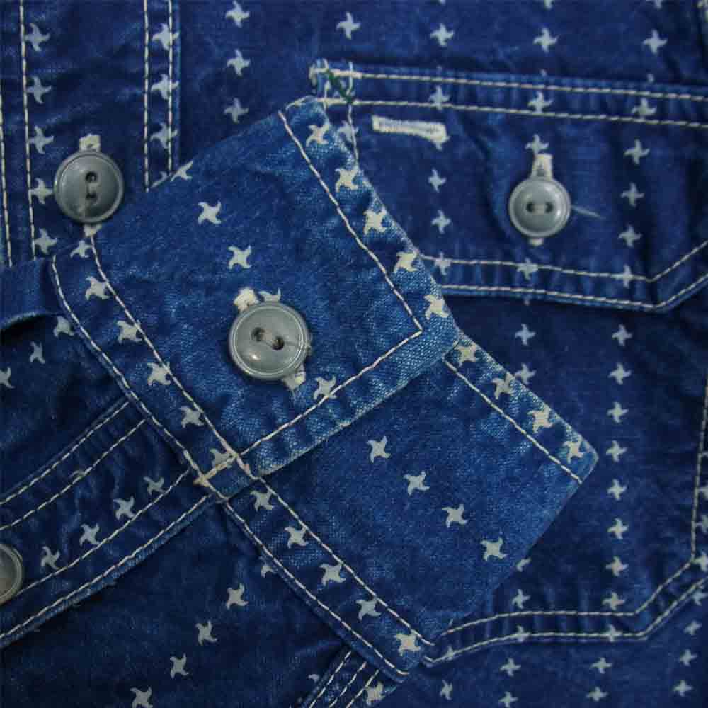 SAMURAI JEANS サムライジーンズ サムライオーバーオールズ 手裏剣 ウォバッシュ ワーク シャツ ブルー系 M【中古】
