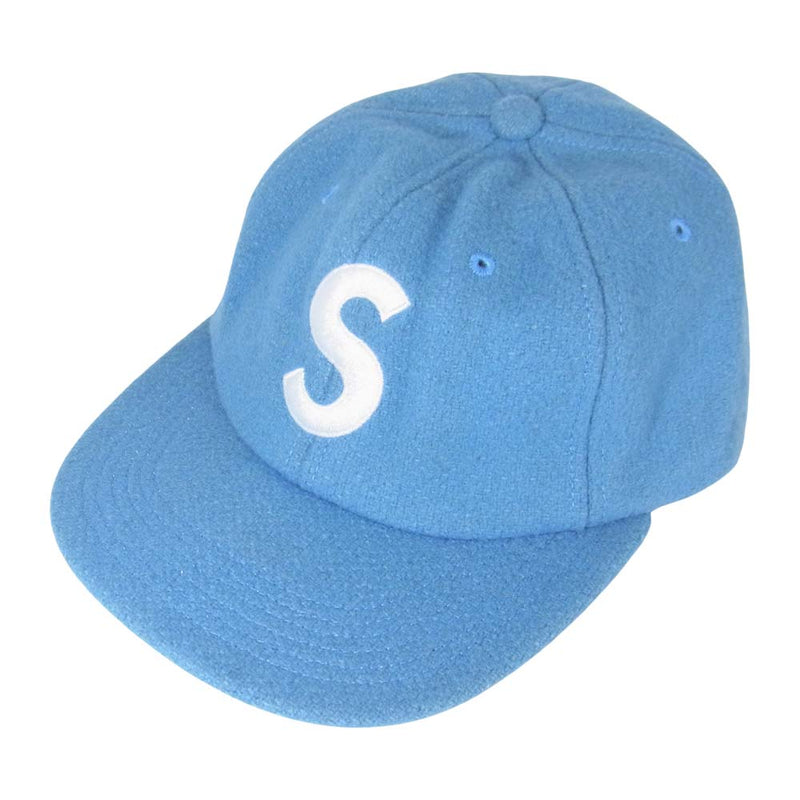 シュプリーム 帽子 15AW Sロゴ 6パネル キャップ ライトブルー系