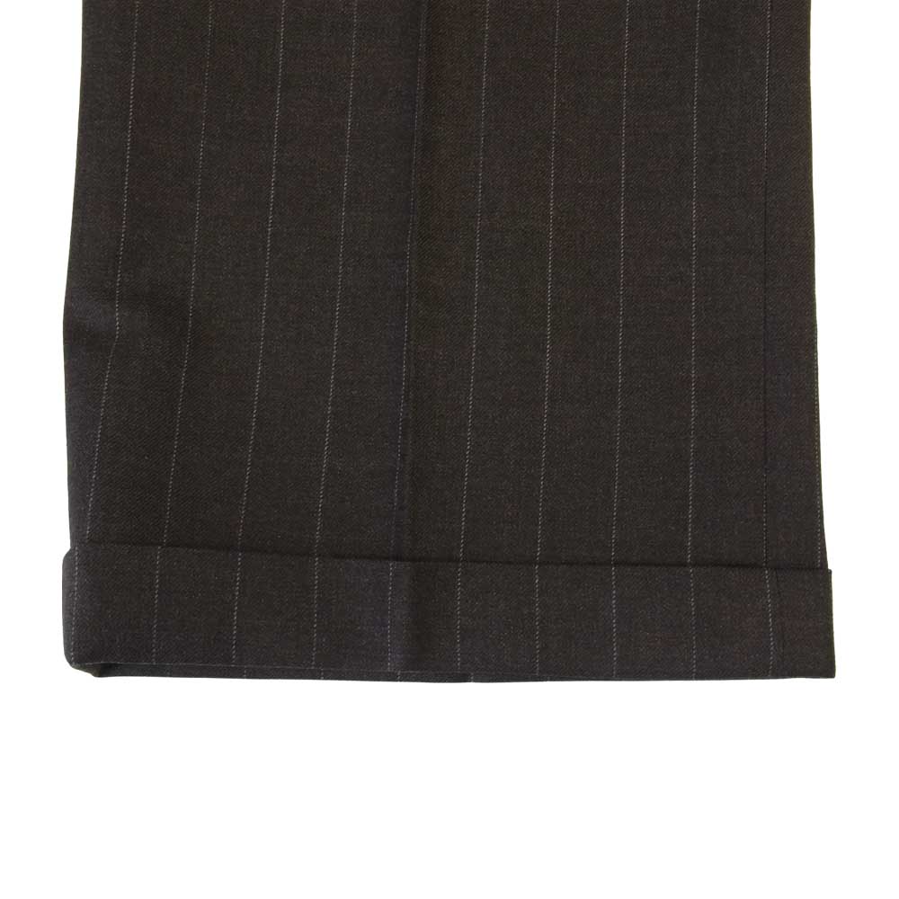 VICTIM ヴィクティム シンチバック ウール ストライプ トラウザー パンツ ブラウン系 L【中古】