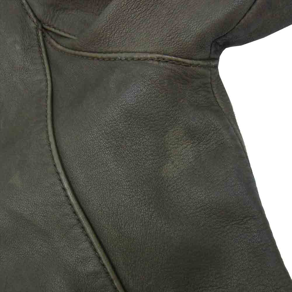 SHELLAC シェラック 1366900002-0 シープスキン シングル ライダース ジャケット カーキ系 44【中古】