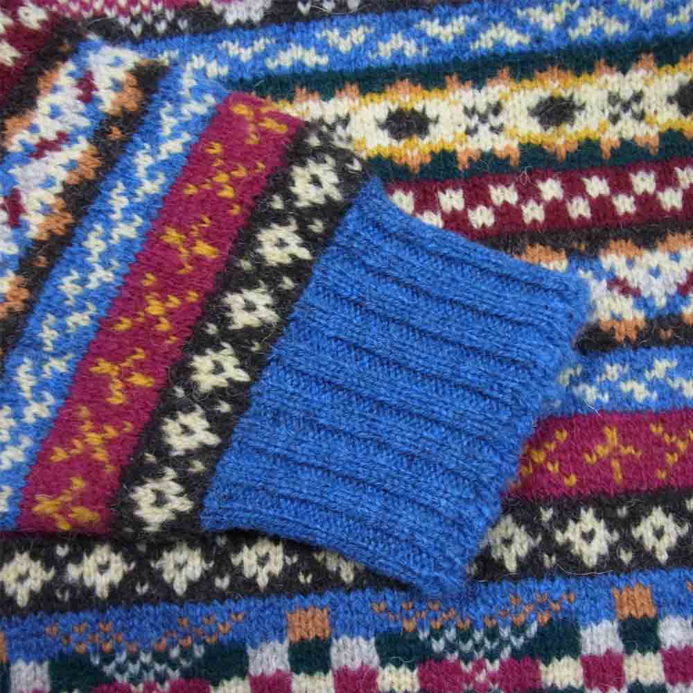 ジャミーソンズ 英国製 FAIR ISLE CREWNECK SWEATER フェアアイル クルーネック セーター ニット ブルー系 42【新古品】【未使用】【中古】