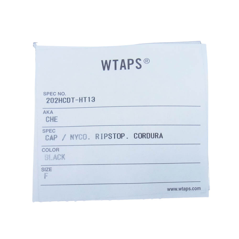 WTAPS ダブルタップス 202HCDT-HT13 CHE CAP NYCO RIPSTOP CODURA リップストップ コットン キャップ ブラック系 F【中古】