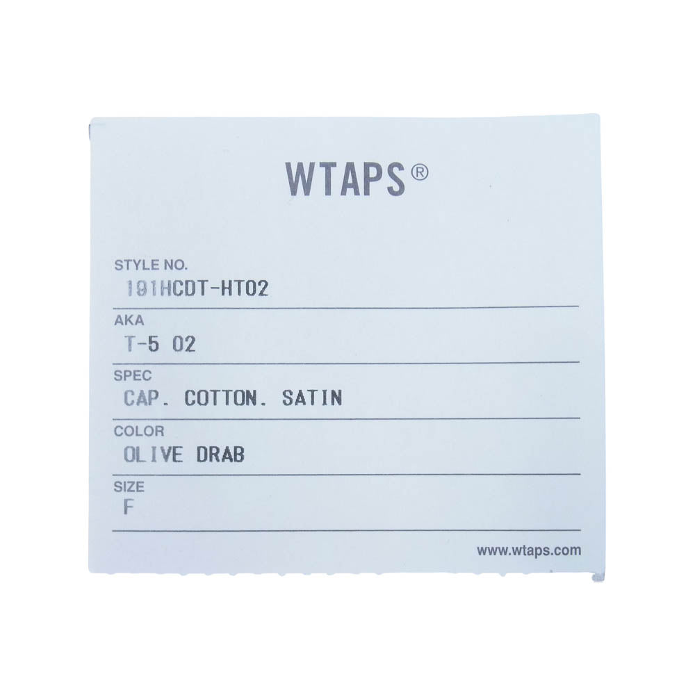 WTAPS ダブルタップス 191HCDT-HT02 T-5 02 バックサテン キャップ OLIVEDRAB F【中古】