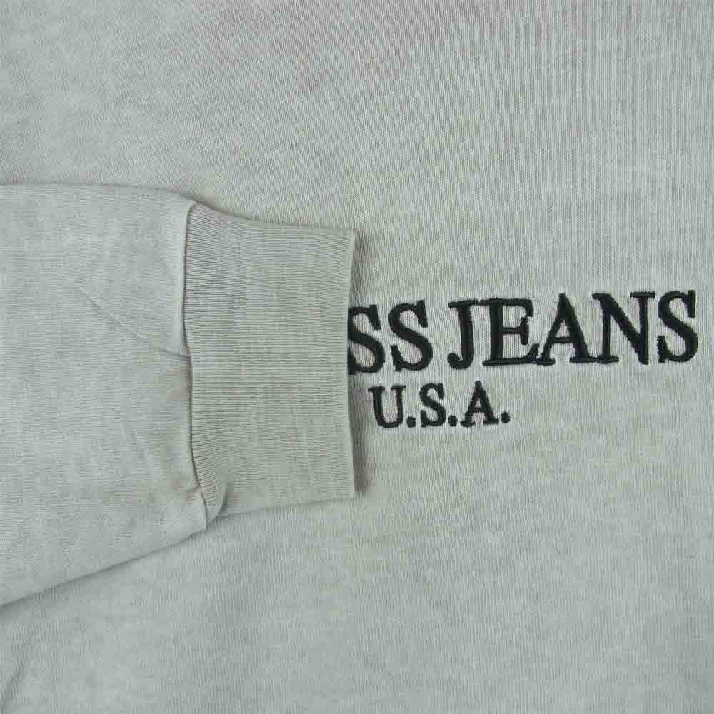 Guess ゲス 袖ロゴ刺繍 ガーメントダイ 長袖 Tシャツ コットン 中国製 グレー系 L【中古】