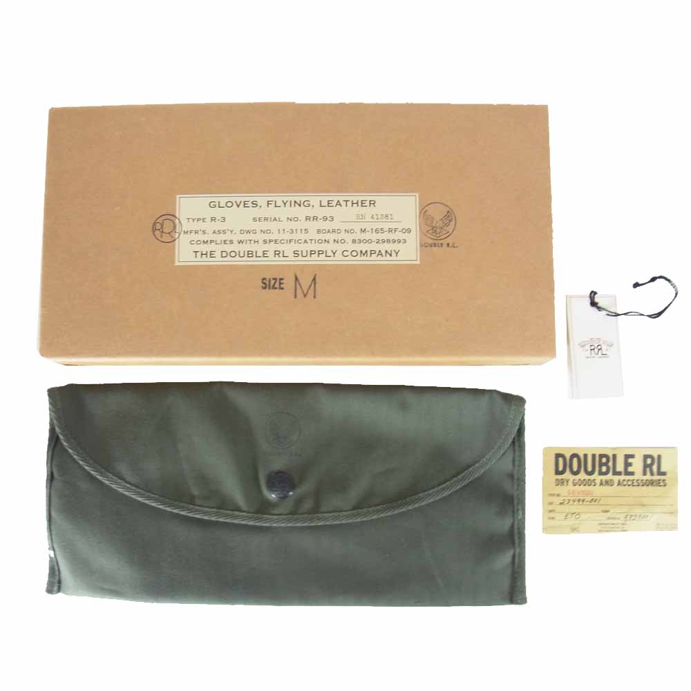 RRL ダブルアールエル LEATHER OFFICER'S GLOVE レザー オフィサーズ アビエーター ミリタリー グローブ ブラウン系 M【中古】