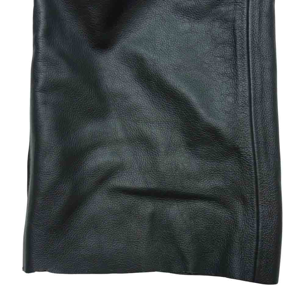 ルーキーレザーズ ライダース レザー パンツ プロテクター付 牛革 ナイロン ブラック系 4L【中古】