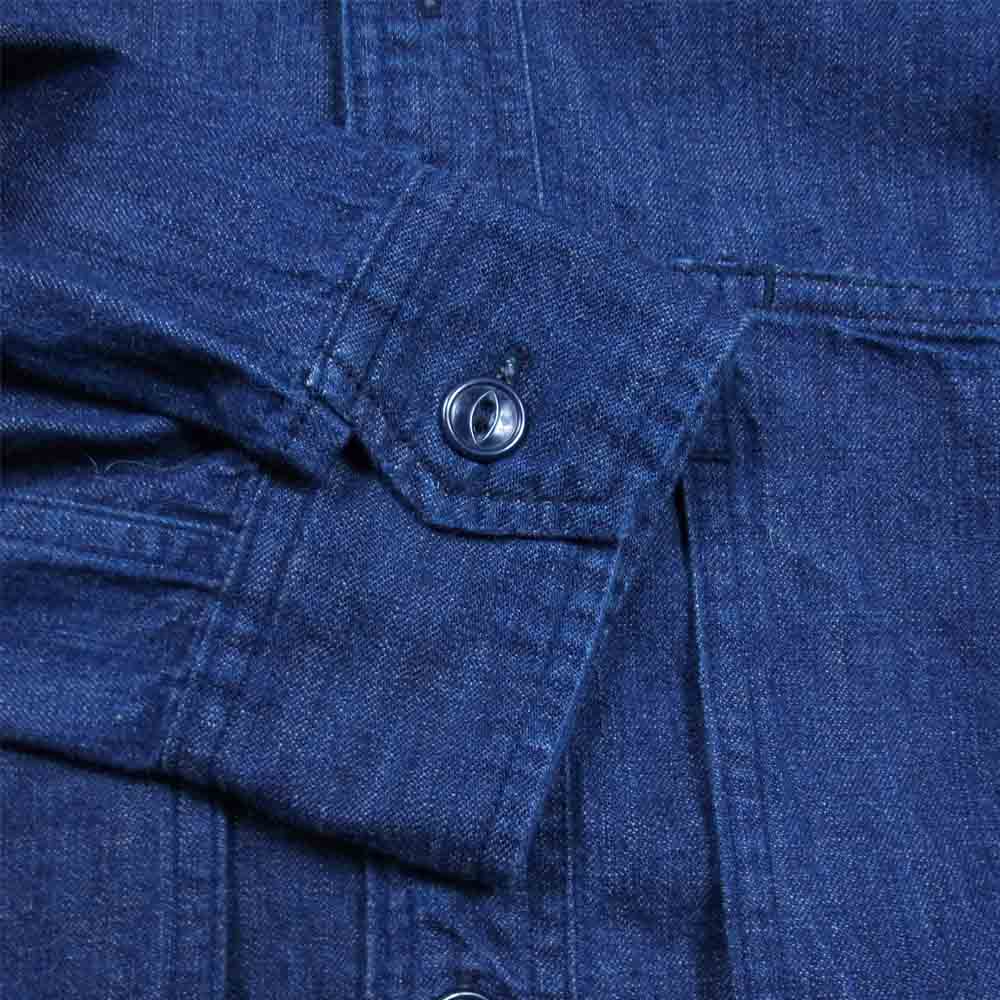 SASAFRAS ササフラス チンストラップ デニム インディゴ シャツ インディゴブルー系 S【中古】