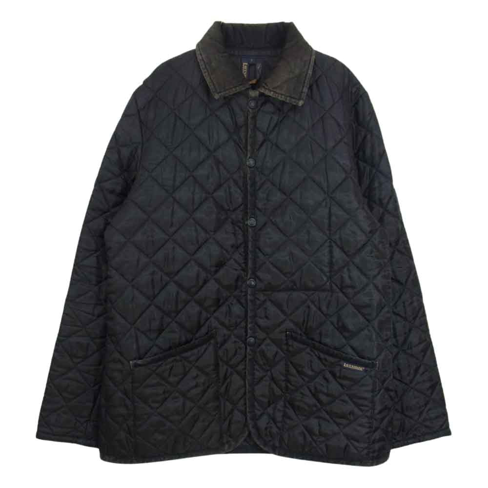 【値下げ】ラベンハム　黒いキルティングジャケット コーデュロイ襟付き LAVENHAM ラベンハム キルティング ジャケット 襟 コーデュロイ