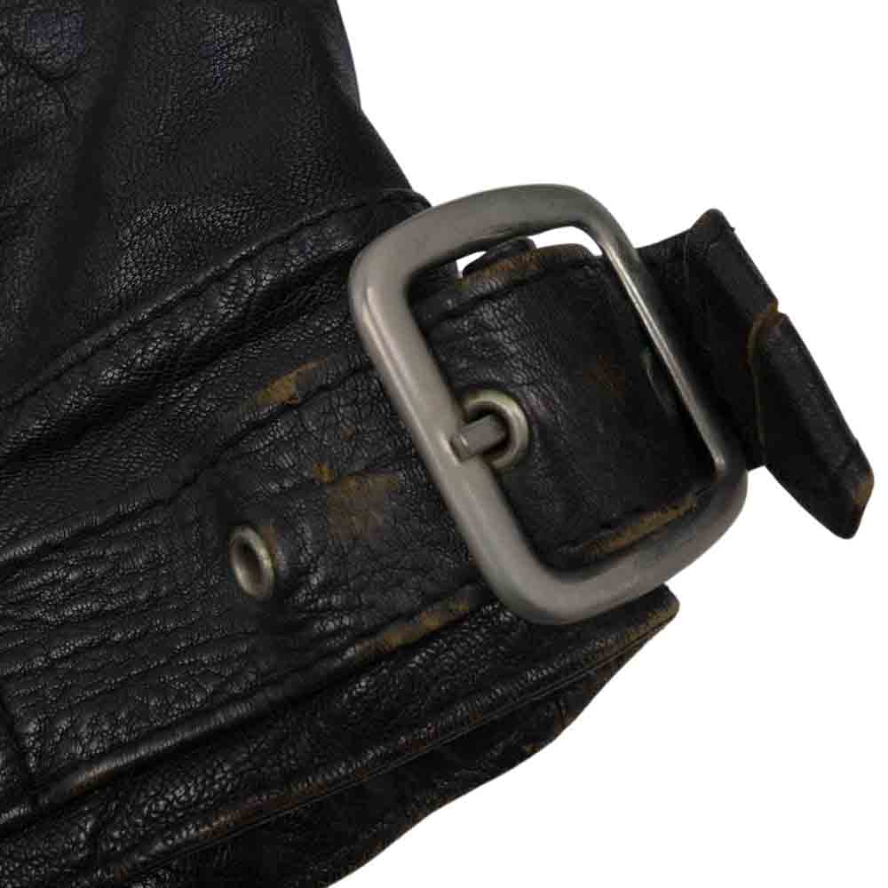 TT レザー ヴィンテージ パテッド レザー ダブル ライダース ジャケット ブラック系 40【中古】