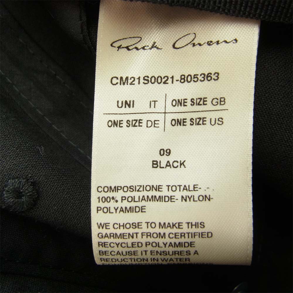 Rick Owens リックオウエンス 未使用品 Chanpion 805363 BASEBALL NYLON CAP チャンピオン ナイロン ベースボール キャップ ブラック系 OS【極上美品】【中古】
