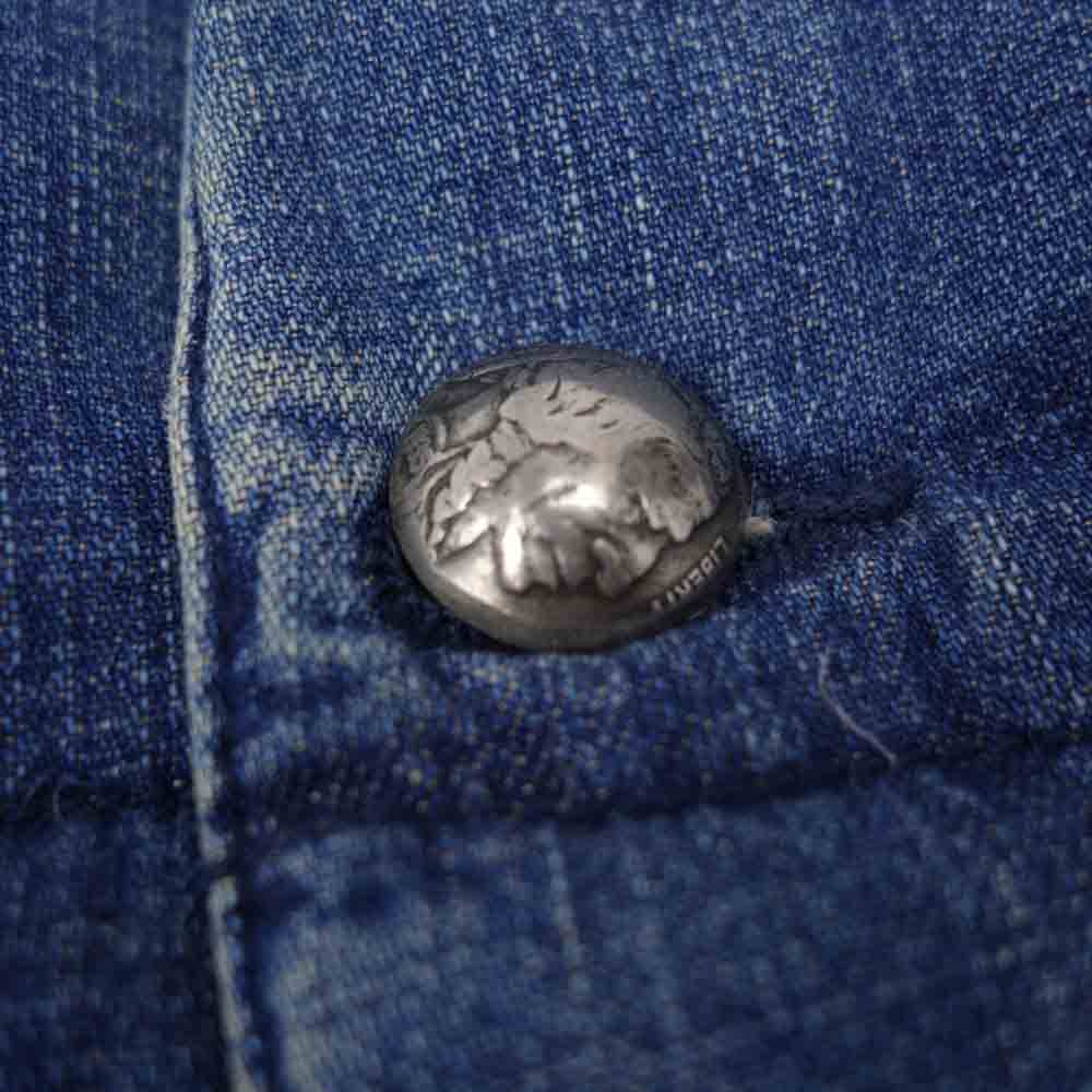 REMI RELIEF レミレリーフ コンチョ ボタン デニム ダウン ジャケット インディゴブルー系 S【中古】