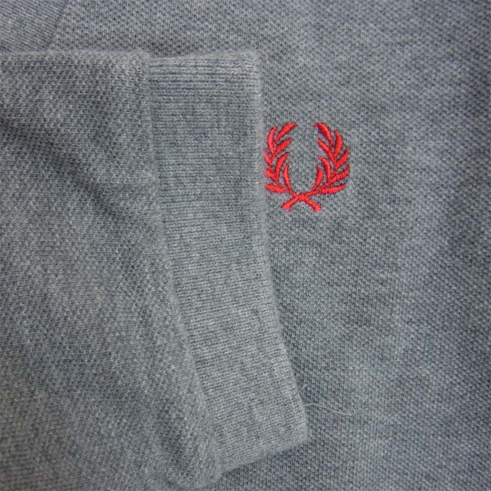FRED PERRY フレッドペリー M7410 TIPPED PIQUE CARDIGAN 鹿の子 ピケ カーディガン グレー系 XS【中古】