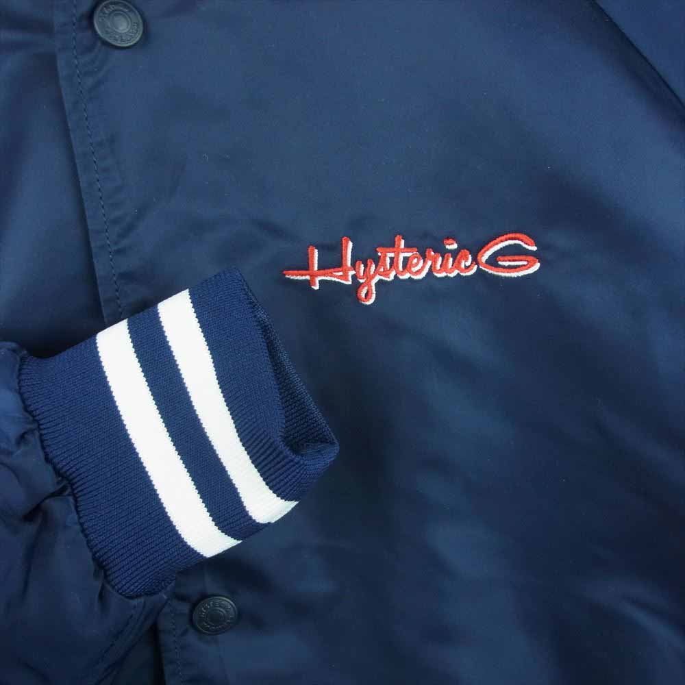 HYSTERIC GLAMOUR ヒステリックグラマー 02171AB14 バックアーチロゴ HYSTERIC-G 刺繍 ナイロン スタジャン ネイビー系 S【美品】【中古】