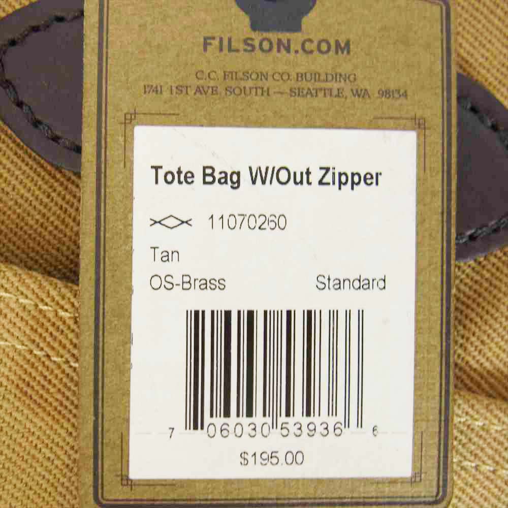 FILSON フィルソン TOTE BAG WITH ZIPPER TAN キャンバス レザー トート ハンド バッグ ライトブラウン系【美品】【中古】