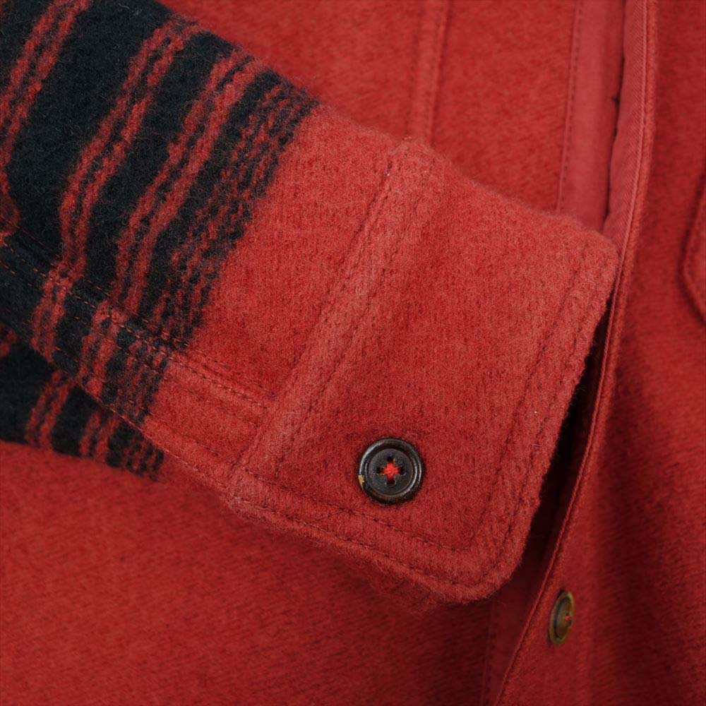 RRL ダブルアールエル NATIVE BORDER PATTERNE L/S WOOL SHIRTS ネイティブ ボーダー ウール シャツ レッド系 M【中古】