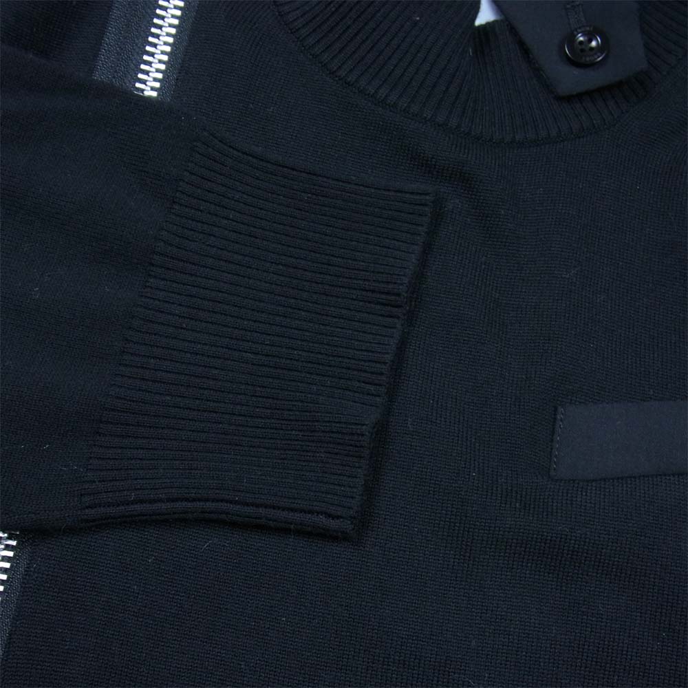 Sacai サカイ 21-25553M WOOL KNIT X SUITING JACKET ウール ニット スーティング 切替 ライダース ジャケット ブラック系 4【美品】【中古】