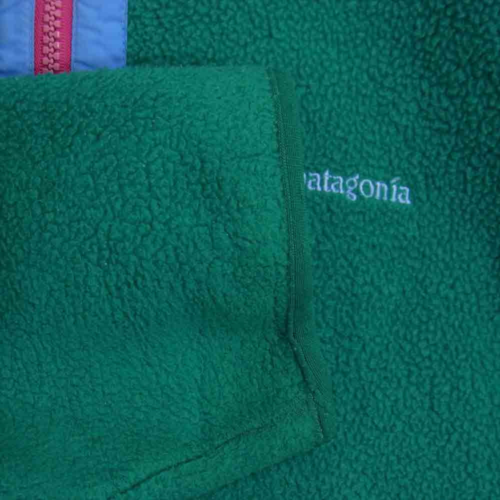 patagonia パタゴニア 25369 USA製 88年製 三角タグ 胸刺繍ロゴ HALF ZIP FLEECE JACKET ハーフジップ フリース ジャケット グリーン系 14【中古】