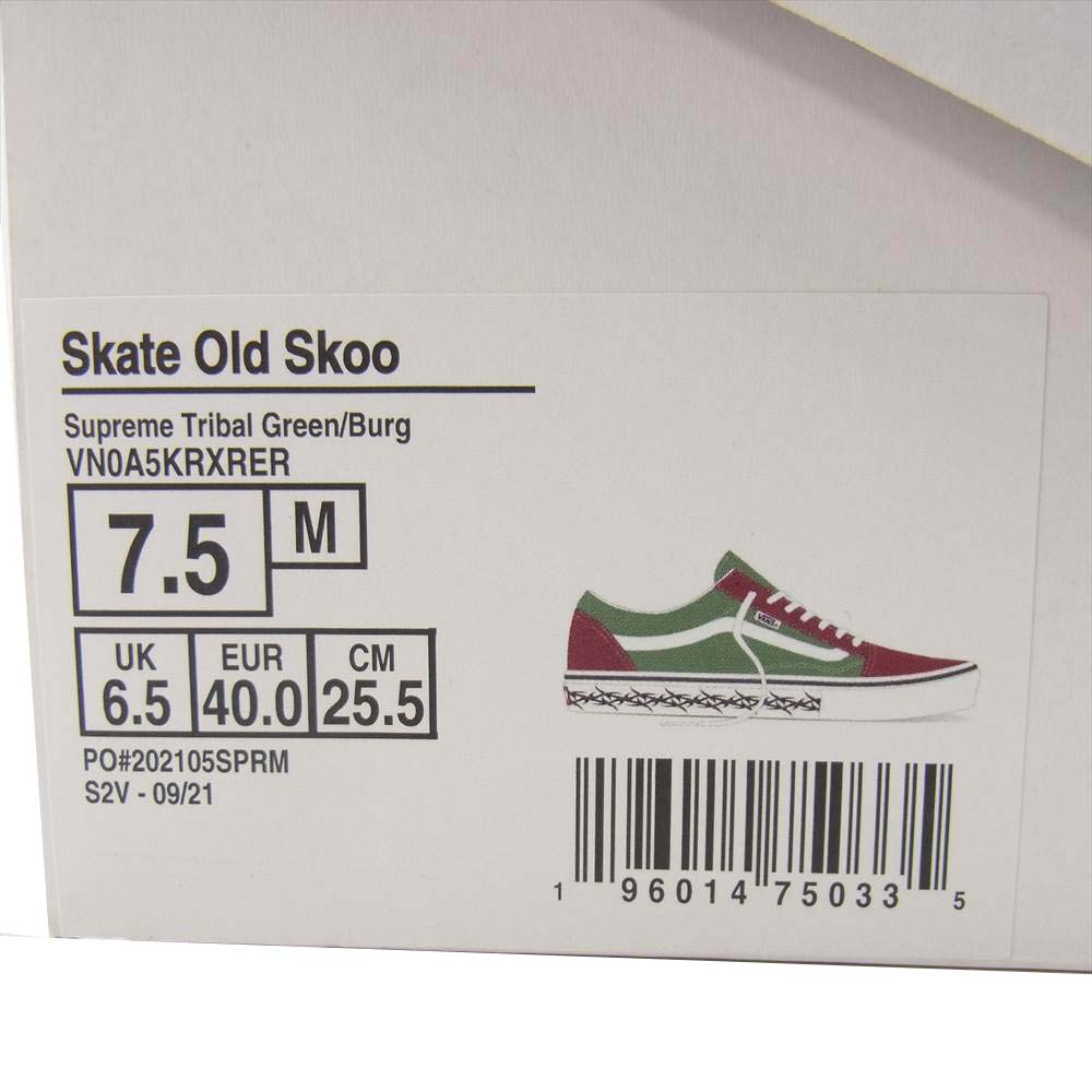 Supreme シュプリーム 21AW VN0A5KRXRER × VANS ヴァンズ Skate Old Skool トライバル オールドスクール 25.5【新古品】【未使用】【中古】