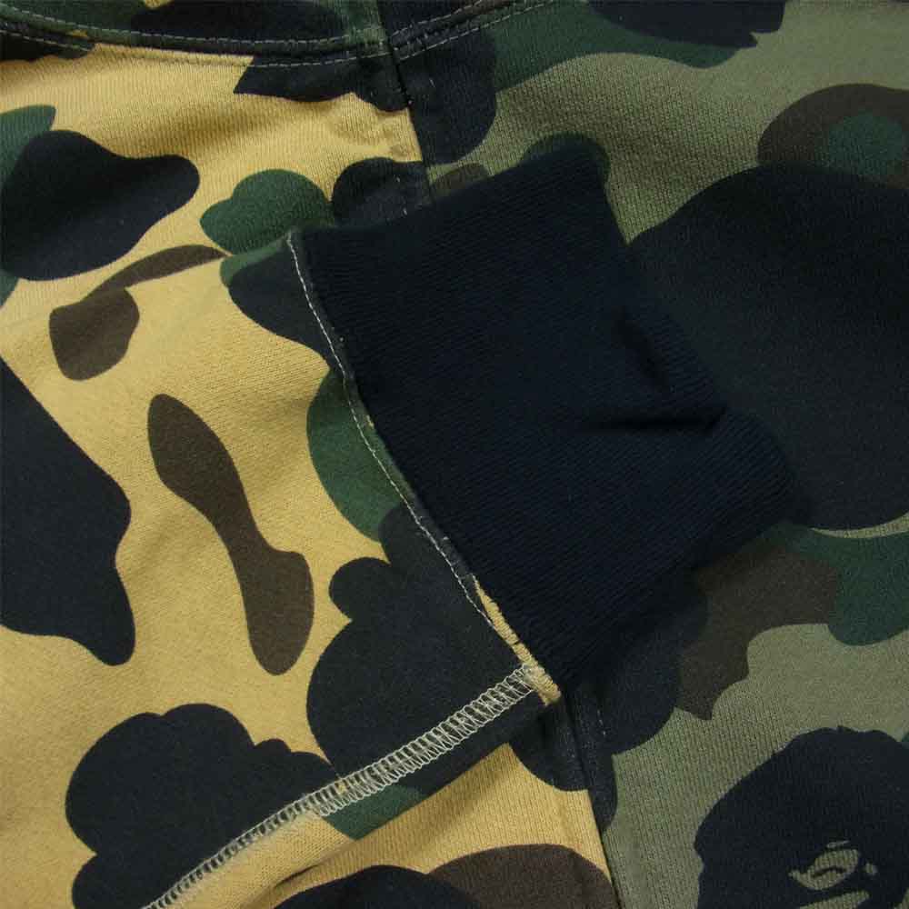 A BATHING APE アベイシングエイプ Shark Full Zip Hoodie 1st Camo Half シャークパーカー カモフラ ベージュ×緑系 L【中古】