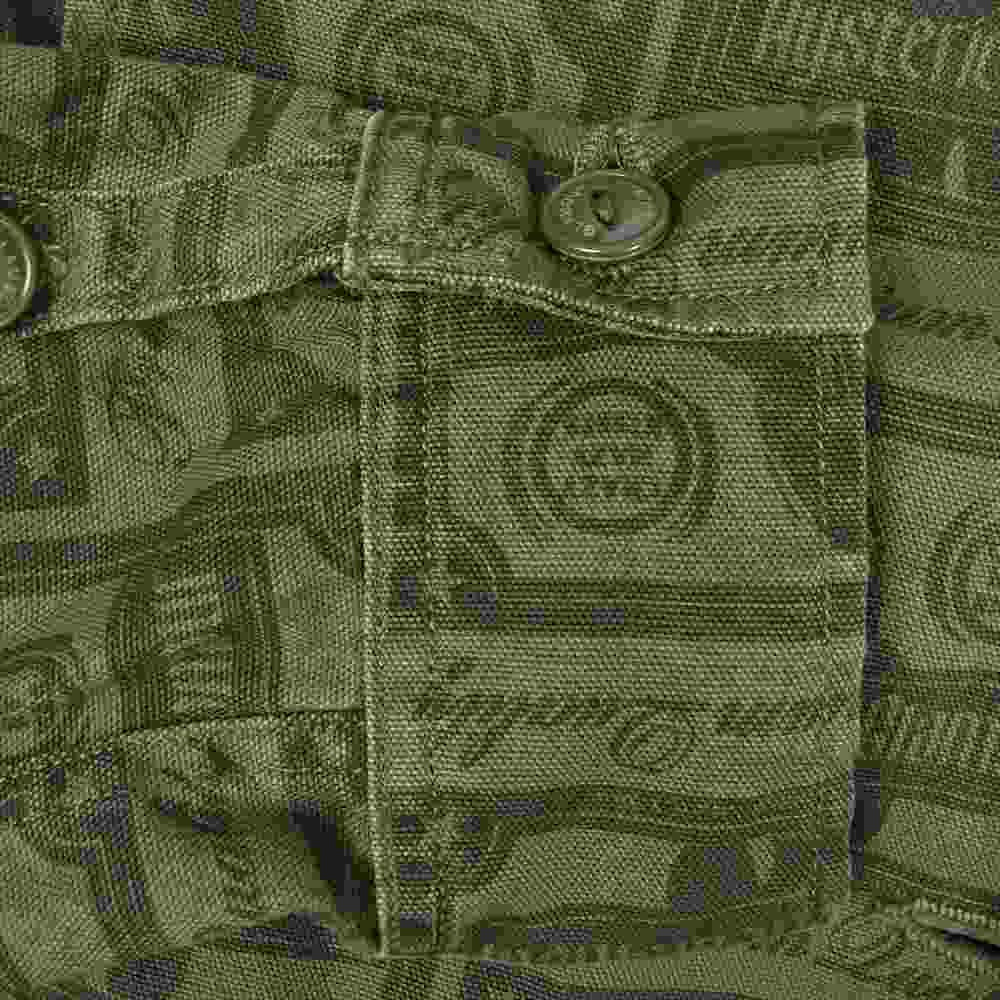 HYSTERIC GLAMOUR ヒステリックグラマー 0132AO03 総柄 ミリタリー ロング シャツ カーキ系 F【中古】