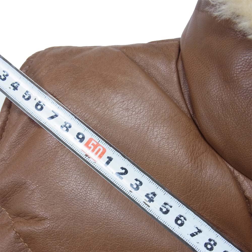 TMT ティーエムティー レザー ダウン ベスト ボア チェック ブラウン系 M【中古】