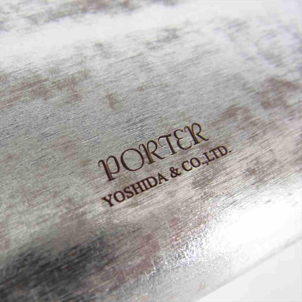 PORTER ポーター 195-01329 FOIL WALLET L字 ファスナー ジップ 箔加工 牛ショルダーレザー 長財布 シルバー系【極上美品】【中古】