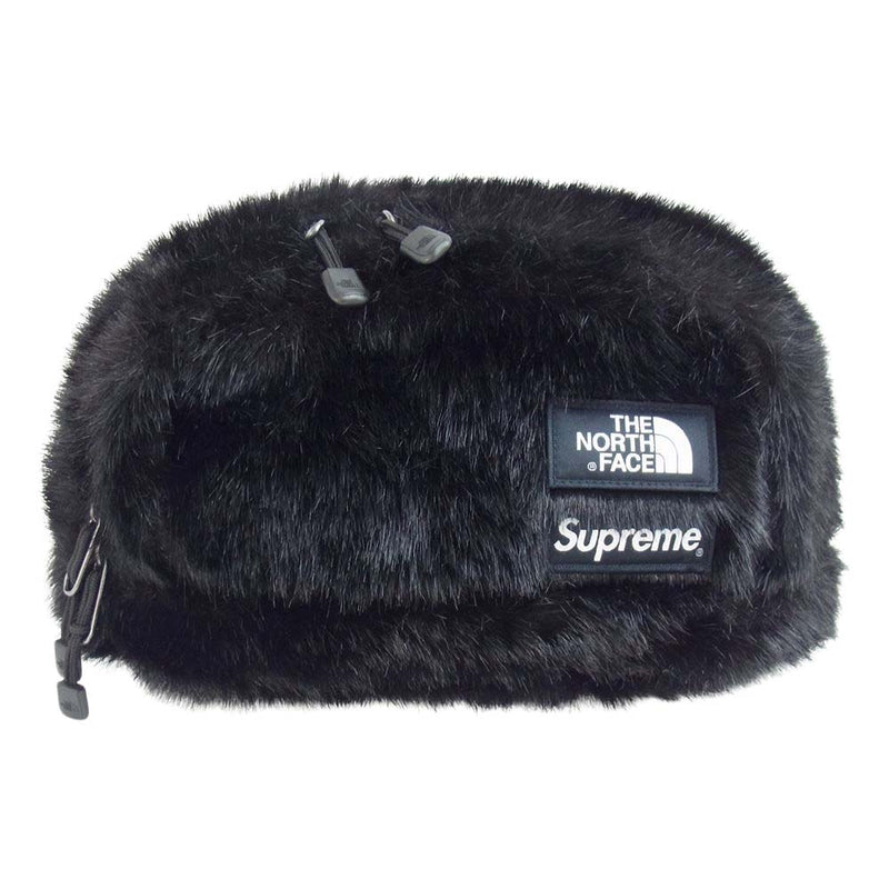 黒　supreme northface faux fur waist bag