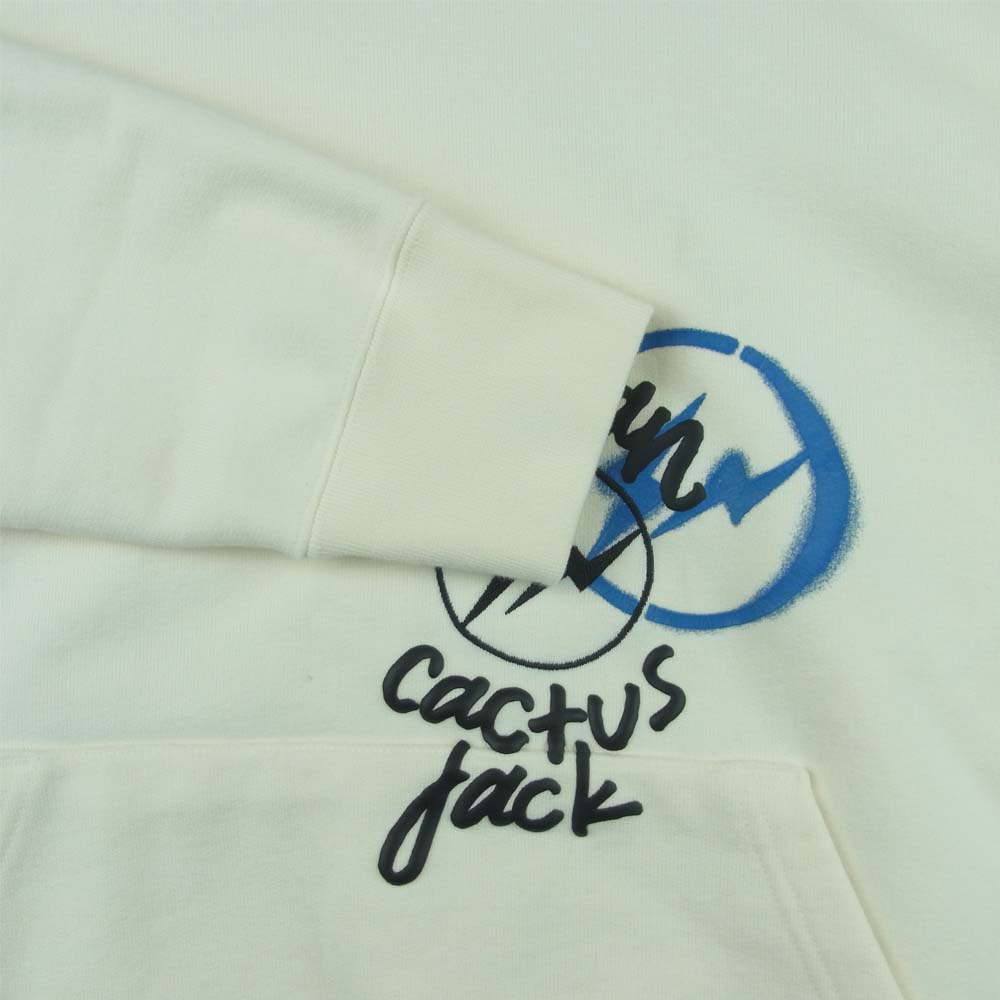 NIKE ナイキ DJ0615-133 Travis Scott × Fragment Hoodie トラヴィススコット フラグメント ロゴ刺繍 プルオーバー パーカー ホワイト系 XL【美品】【中古】