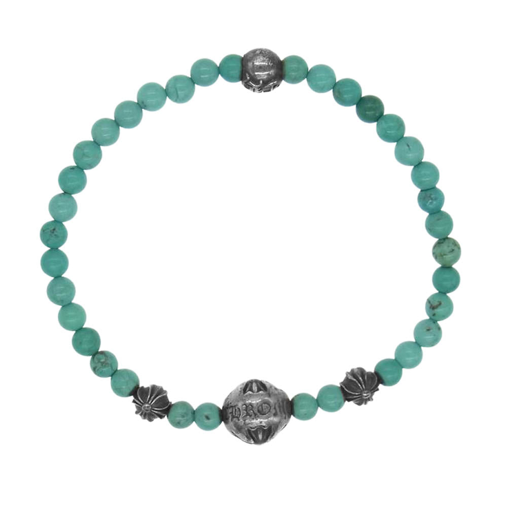 CHROME HEARTS クロムハーツ(原本無) 4mm BEAD ビーズ ブレスレット グリーン系【中古】