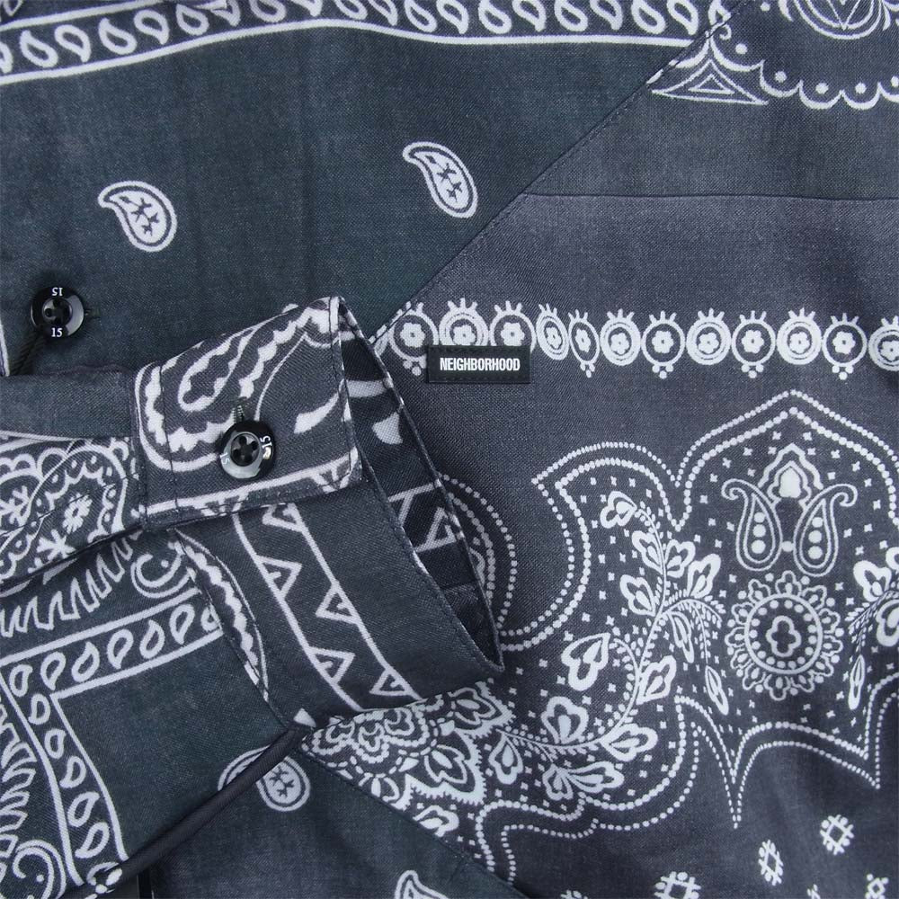 NEIGHBORHOOD ネイバーフッド 212AQNH-SHM04 BANDANA CHOPPED-1 E-SHIRT LS バンダナ チョップド シャツ ジャケット グレー系 S【新古品】【未使用】【中古】