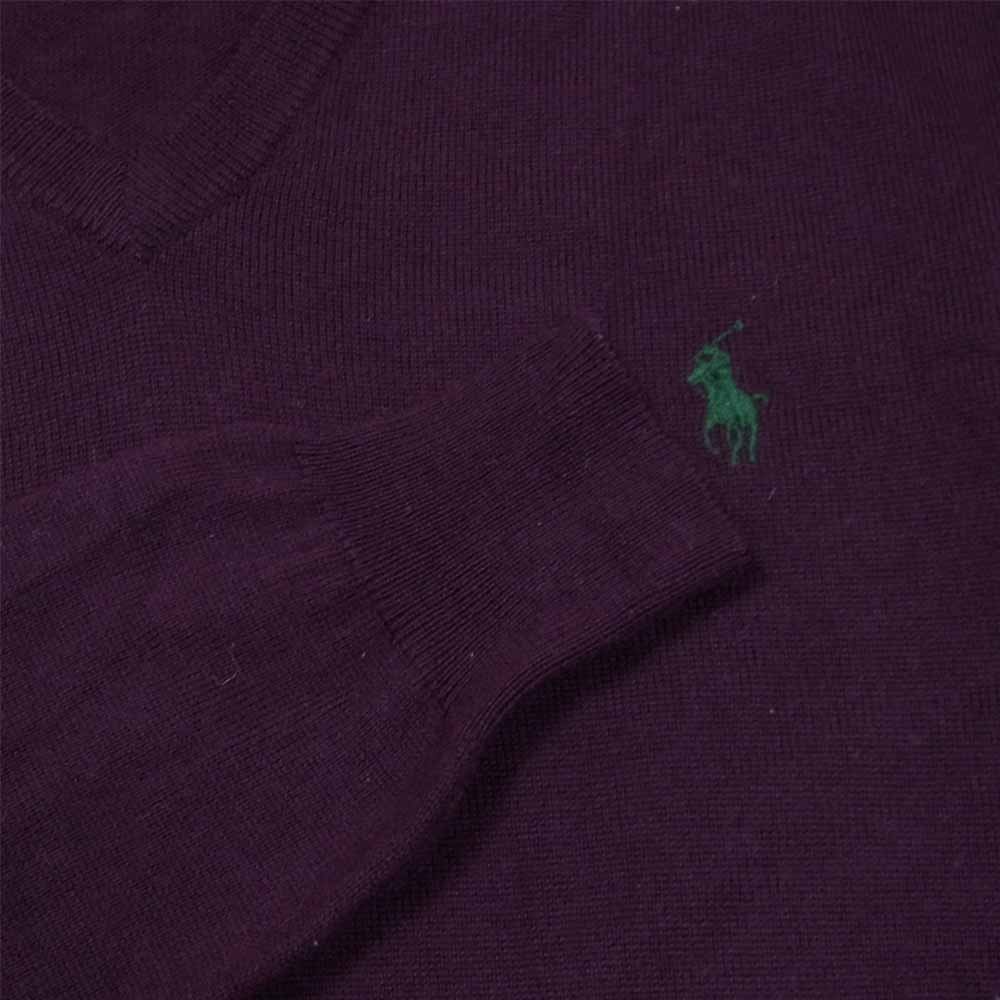 POLO RALPH LAUREN ポロ・ラルフローレン Vネック ウール ニット バーガンディ系 S【中古】