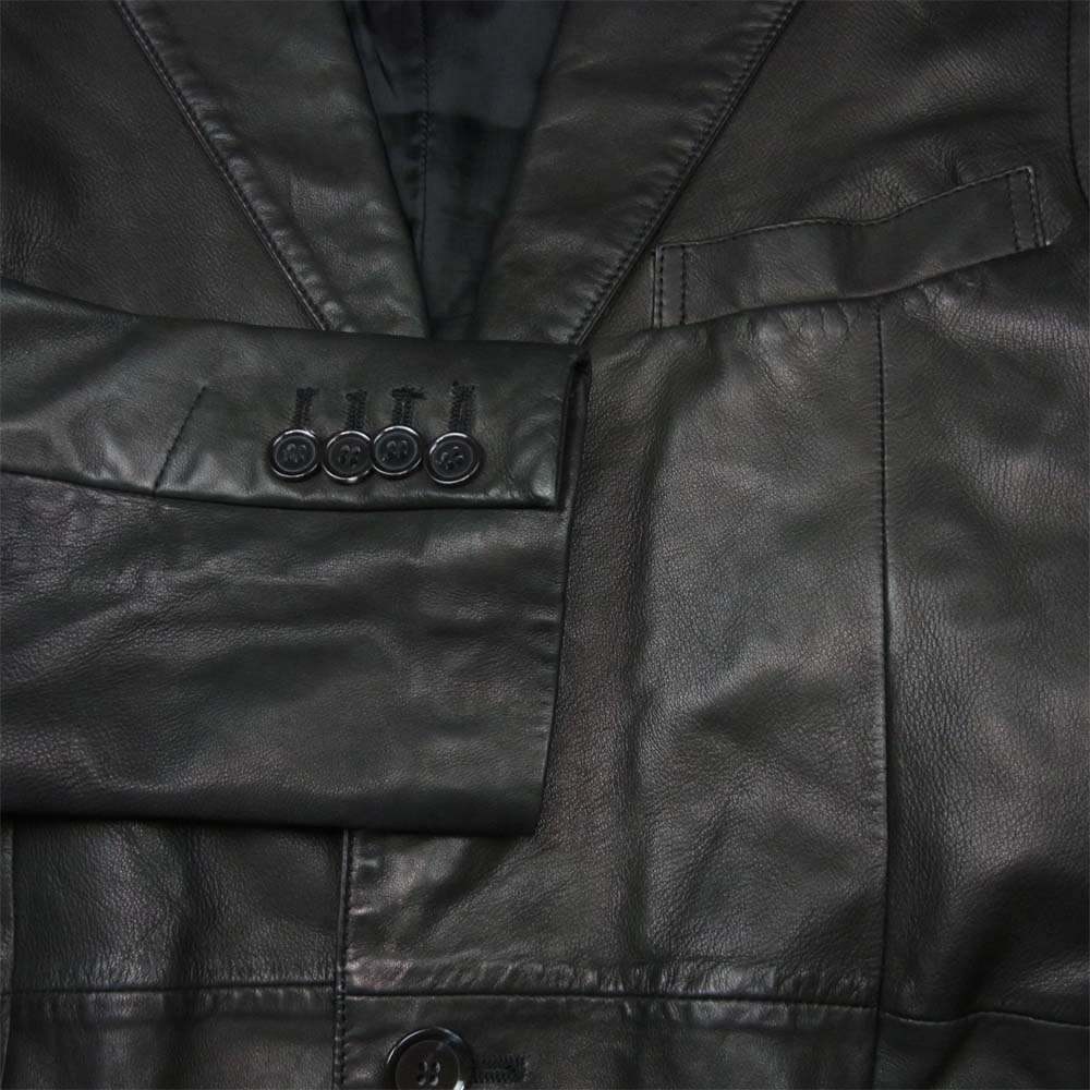 バーニーズニューヨーク 羊革 レーヨン レザー コート ブラック系 44【中古】