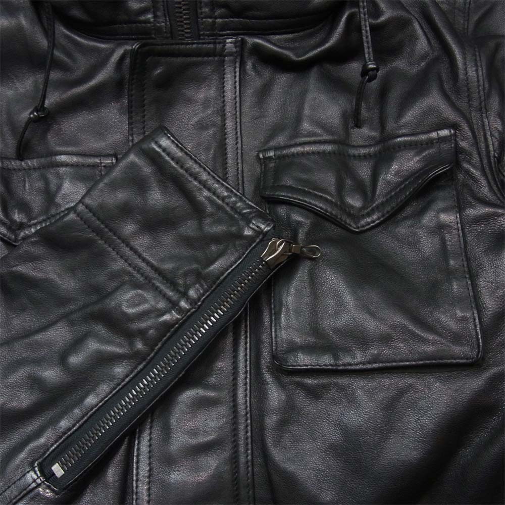 SHELLAC シェラック 43016 襟ラムファー シープスキン レザー ジャケット 中国製 ブラック系 46【中古】